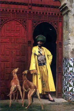 Un Arabe et son chien Arabe Jean Léon Gérôme Peinture à l'huile
